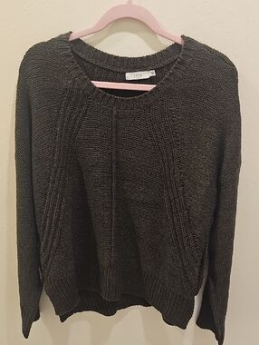 Women's Charcoal Knit Crewneck Sweater - Casual Lightweight Pullover